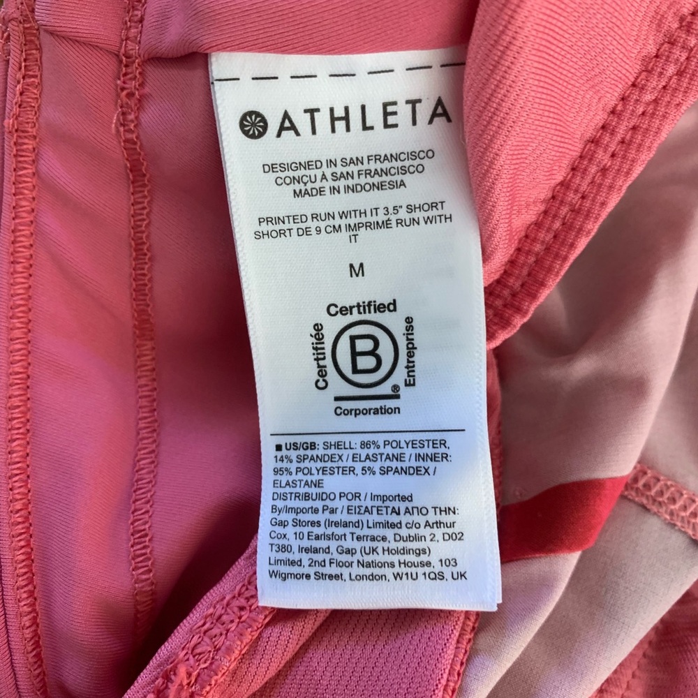 ATHLETA Running Shorts Size M Run With It 3.5" Lined  Painted Energy Coral Pink - Picture 6 of 11